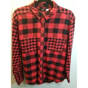 BDG Mens Red/Black Buffalo‎ Check Flannel Shirt Size Medium